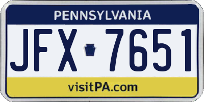 PA license plate JFX7651