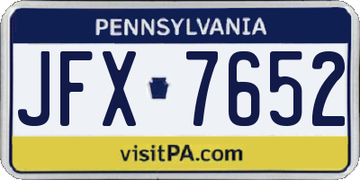 PA license plate JFX7652