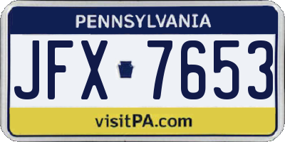 PA license plate JFX7653