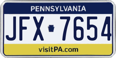 PA license plate JFX7654