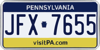 PA license plate JFX7655