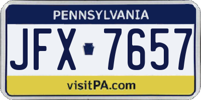 PA license plate JFX7657
