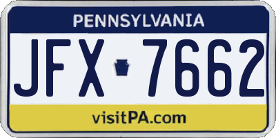PA license plate JFX7662