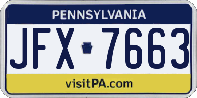 PA license plate JFX7663
