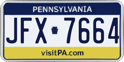 PA license plate JFX7664