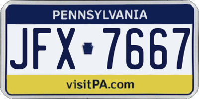 PA license plate JFX7667