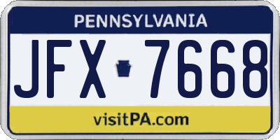 PA license plate JFX7668