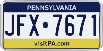 PA license plate JFX7671