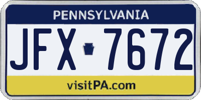 PA license plate JFX7672