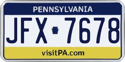 PA license plate JFX7678