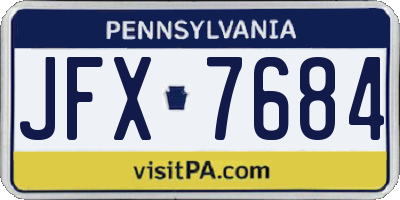 PA license plate JFX7684