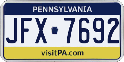 PA license plate JFX7692