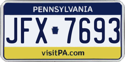 PA license plate JFX7693
