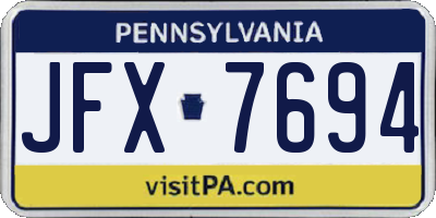 PA license plate JFX7694