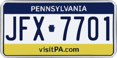 PA license plate JFX7701