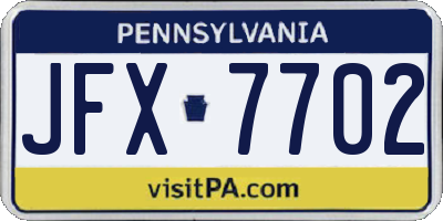 PA license plate JFX7702