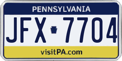 PA license plate JFX7704