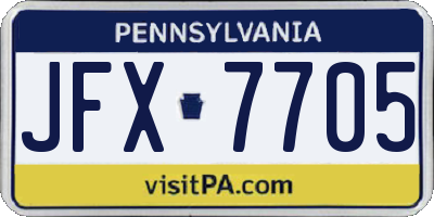 PA license plate JFX7705
