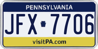 PA license plate JFX7706