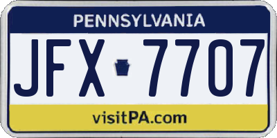 PA license plate JFX7707