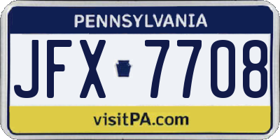PA license plate JFX7708
