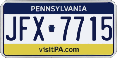 PA license plate JFX7715