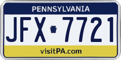 PA license plate JFX7721