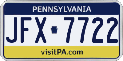 PA license plate JFX7722