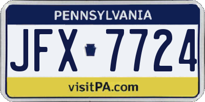 PA license plate JFX7724