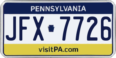 PA license plate JFX7726