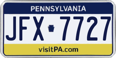 PA license plate JFX7727