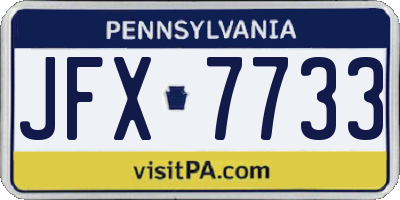 PA license plate JFX7733