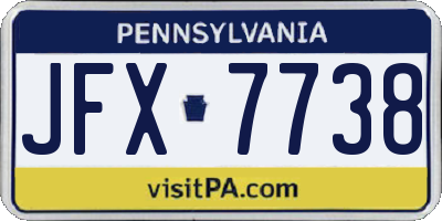 PA license plate JFX7738