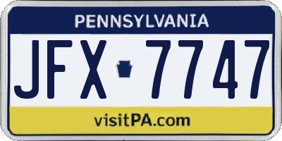 PA license plate JFX7747