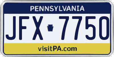 PA license plate JFX7750
