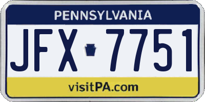 PA license plate JFX7751