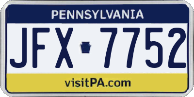 PA license plate JFX7752