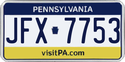 PA license plate JFX7753