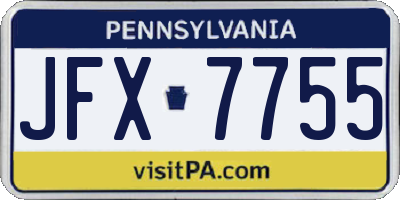 PA license plate JFX7755