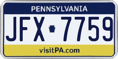 PA license plate JFX7759