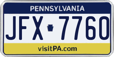 PA license plate JFX7760