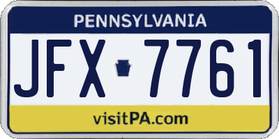 PA license plate JFX7761