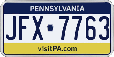PA license plate JFX7763