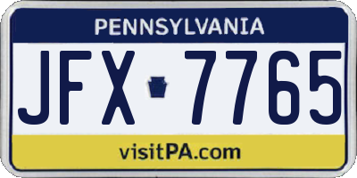 PA license plate JFX7765