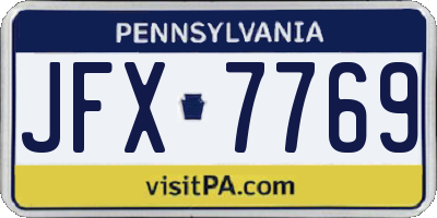 PA license plate JFX7769