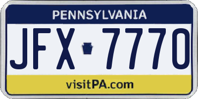 PA license plate JFX7770