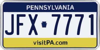 PA license plate JFX7771
