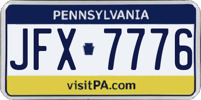 PA license plate JFX7776