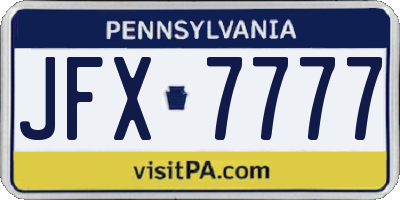 PA license plate JFX7777