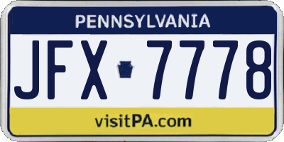 PA license plate JFX7778
